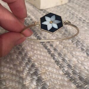 Sterling silver and MOP and Blue inlay Floral Bracelet